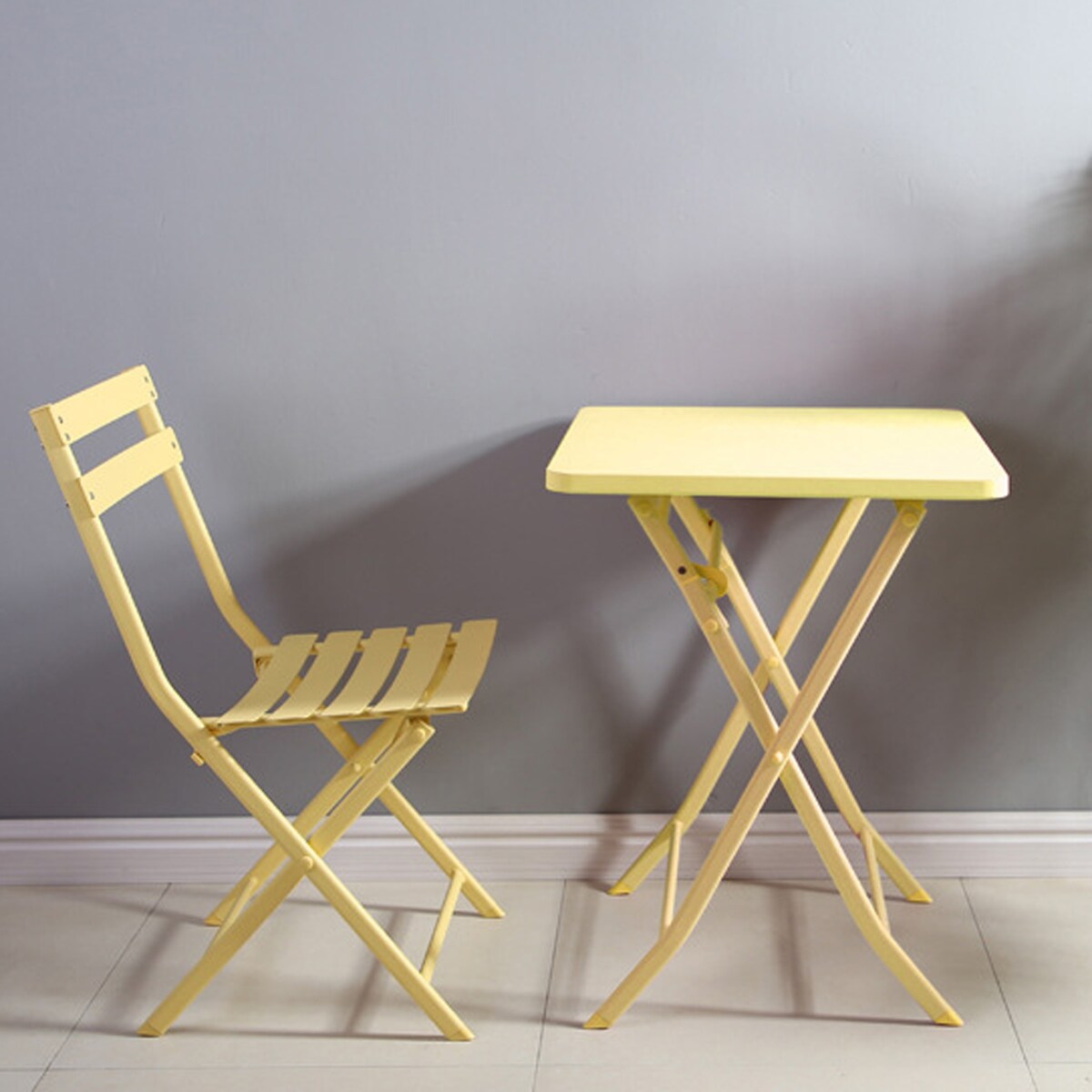 Set da giardino minimalista da 3 pezzi, pieghevole, con tavolo quadrato e sedie - 3 pezzi