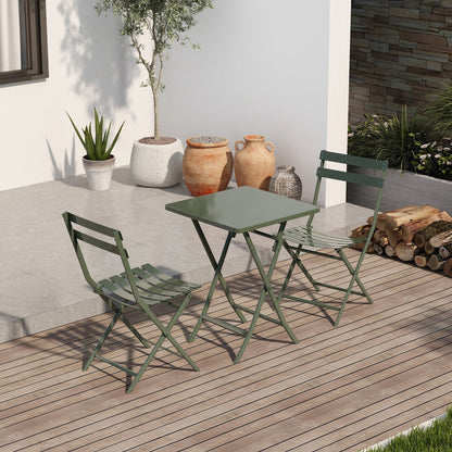 Set da giardino minimalista da 3 pezzi, pieghevole, con tavolo quadrato e sedie - 3 pezzi
