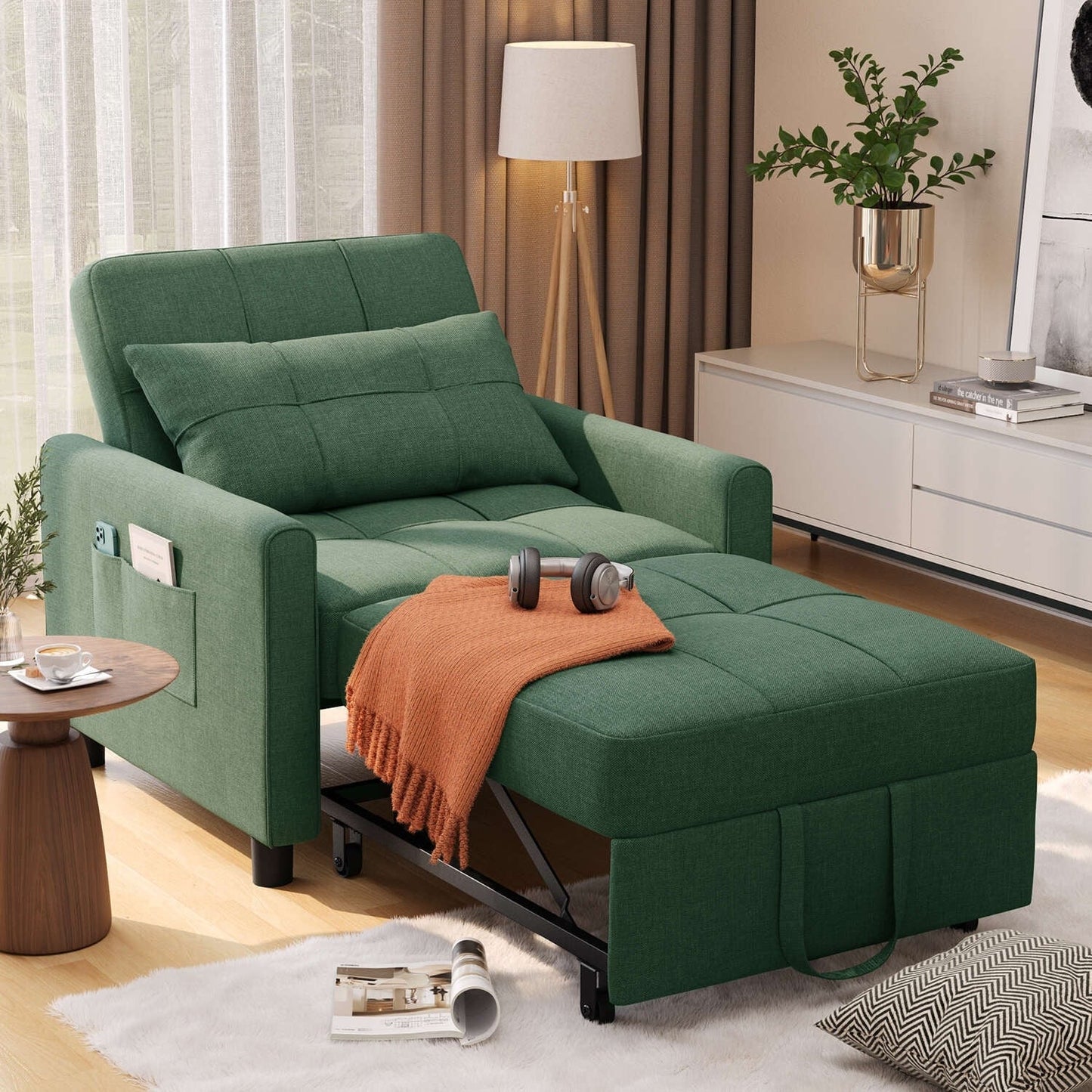 Divano letto trasformabile 3-in-1, divano letto estraibile, letto pieghevole convertibile per soggiorno