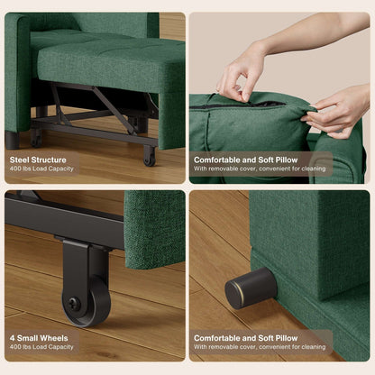 Divano letto trasformabile 3-in-1, divano letto estraibile, letto pieghevole convertibile per soggiorno