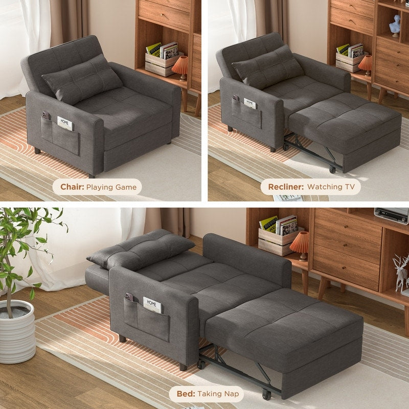 Divano letto trasformabile 3-in-1, divano letto estraibile, letto pieghevole convertibile per soggiorno