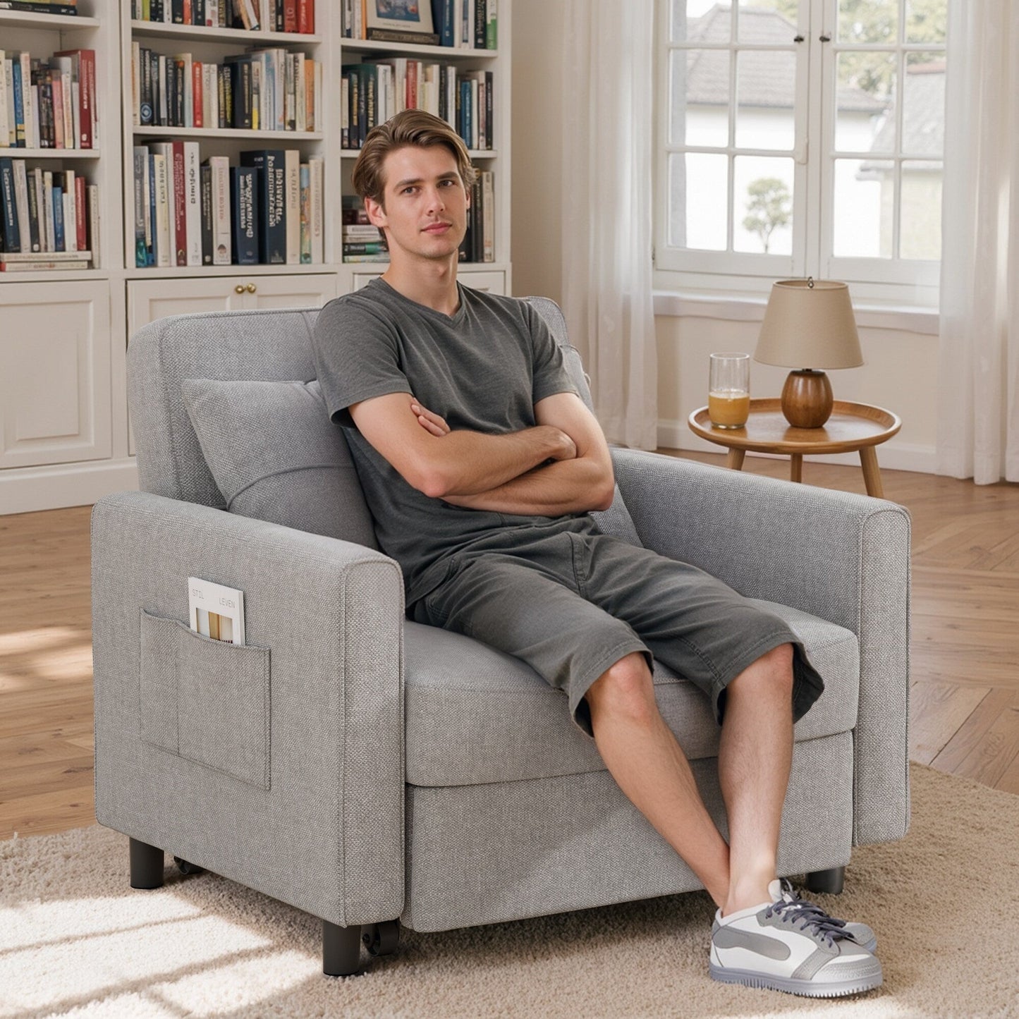 Divano letto estraibile 3 in 1, poltrona letto, divano letto imbottito regolabile e pieghevole.