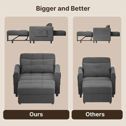 Divano letto estraibile 3 in 1, poltrona letto, divano letto imbottito regolabile e pieghevole.