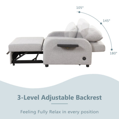 Divano letto estraibile 3-in-1 con tavolino laterale pieghevole e porte USB di Harper&amp;Bright Designs