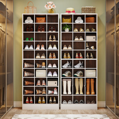 Mobile porta scarpe alto da 30 paia, scaffale porta scarpe in legno bianco a 10 ripiani per armadio, ingresso - 10 ripiani