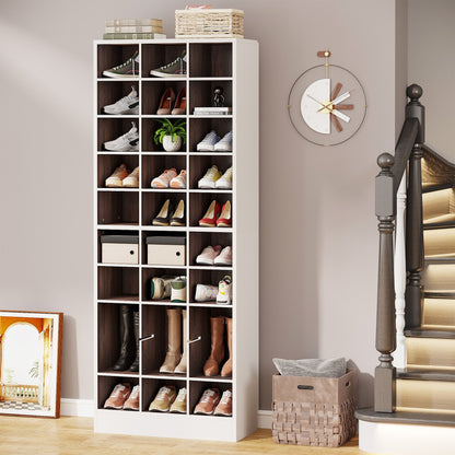 Mobile porta scarpe alto da 30 paia, scaffale porta scarpe in legno bianco a 10 ripiani per armadio, ingresso - 10 ripiani