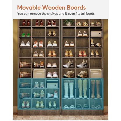 Mobile porta scarpe alto da 30 paia, scaffale porta scarpe in legno bianco a 10 ripiani per armadio, ingresso - 10 ripiani