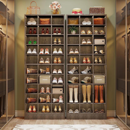 Mobile porta scarpe alto da 30 paia, scaffale porta scarpe in legno bianco a 10 ripiani per armadio, ingresso - 10 ripiani