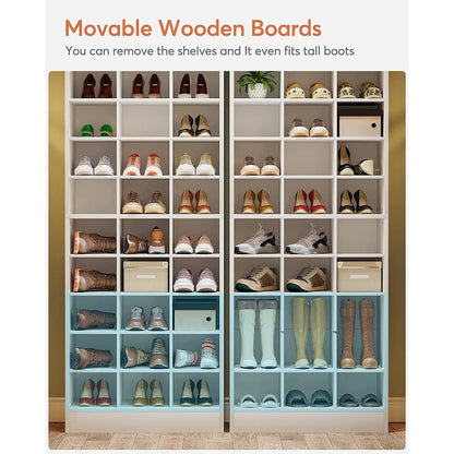 Mobile porta scarpe alto da 30 paia, scaffale porta scarpe in legno bianco a 10 ripiani per armadio, ingresso - 10 ripiani