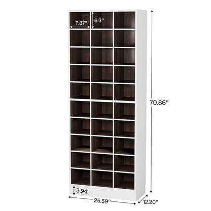 Mobile porta scarpe alto da 30 paia, scaffale porta scarpe in legno bianco a 10 ripiani per armadio, ingresso - 10 ripiani