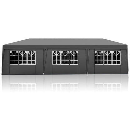 Gazebo pieghevole in Oxford Cloth 30x10FT con 8 sacchi di sabbia e 8 pareti laterali, con copertura a tenda a imbarcazione - 30x10x8.8FT(LWH)