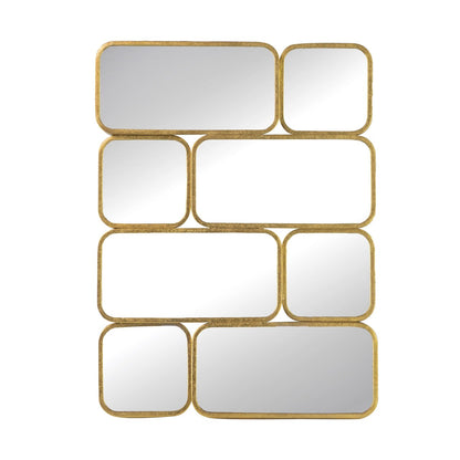 Specchio decorativo da parete di lusso da 32 pollici, con 8 cornici curve in metallo dorato.