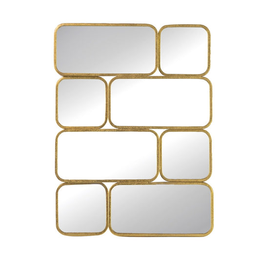 Specchio decorativo da parete di lusso da 32 pollici, con 8 cornici curve in metallo dorato.