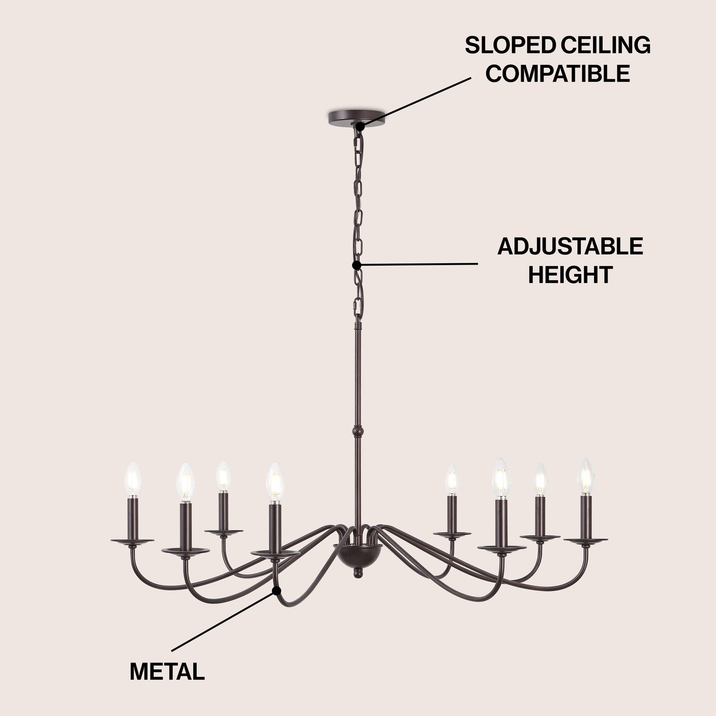 Lampadario a LED in ferro a 6 luci, 34,75 pollici, di JONATHAN Y