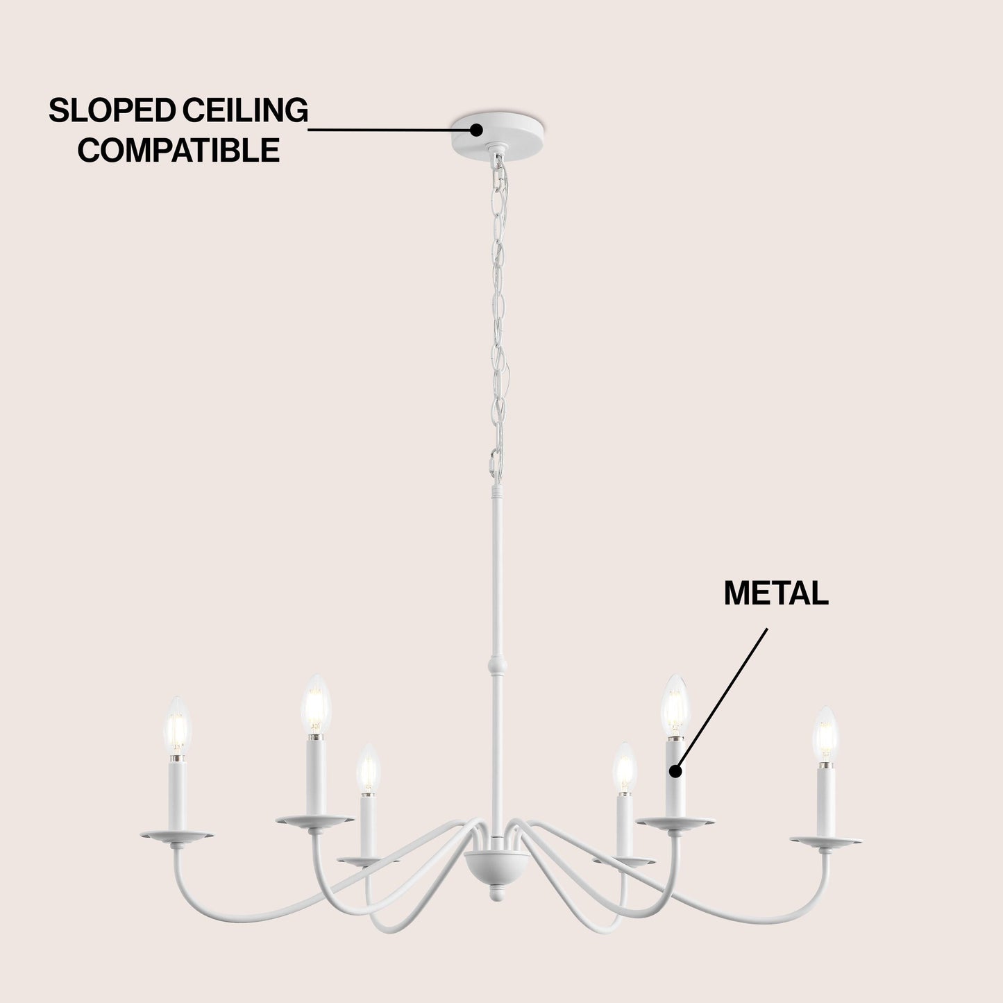 Lampadario a LED in ferro a 6 luci, 34,75 pollici, di JONATHAN Y