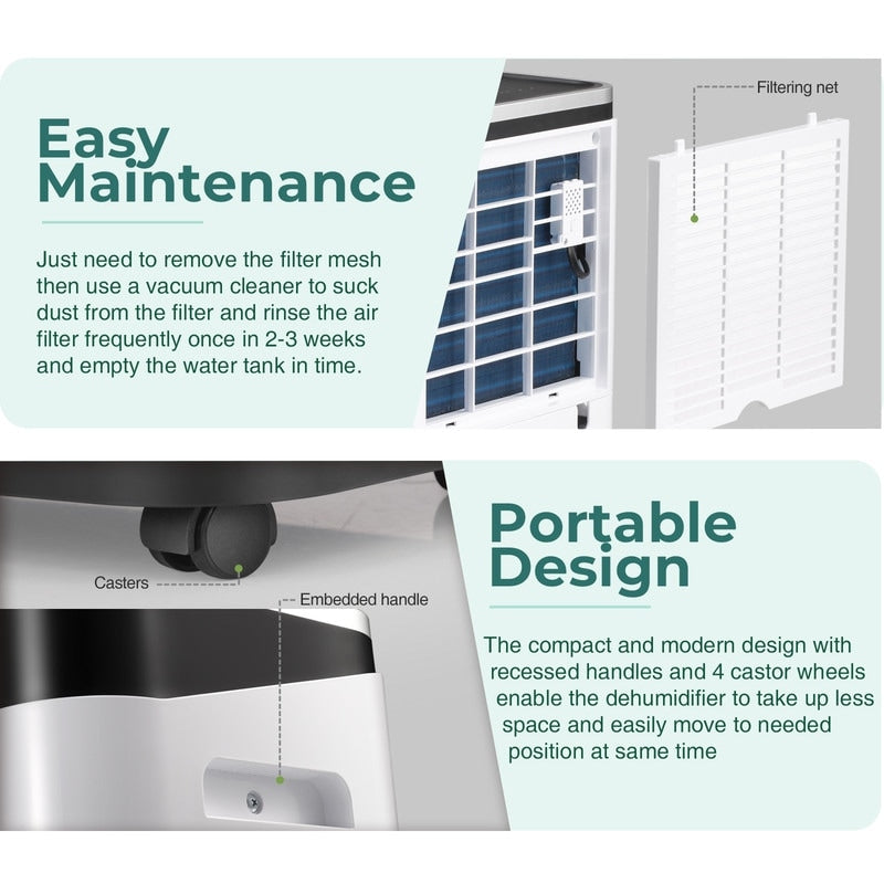 Deumidificatori per cantine, casa, stanze e camere da letto di grandi dimensioni, garage - 3500 piedi quadrati - a basso rumore