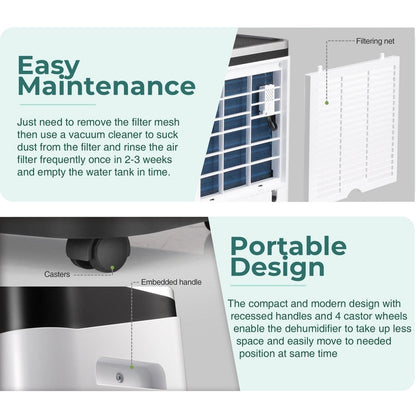 Deumidificatori per cantine, casa, stanze e camere da letto di grandi dimensioni, garage - 3500 piedi quadrati - a basso rumore