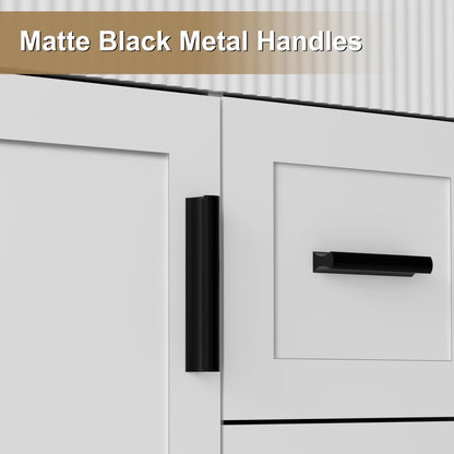 Set per bagno Wavy Line con mobile lavabo e miscelatore, disponibile nelle misure 30/36/48 pollici.