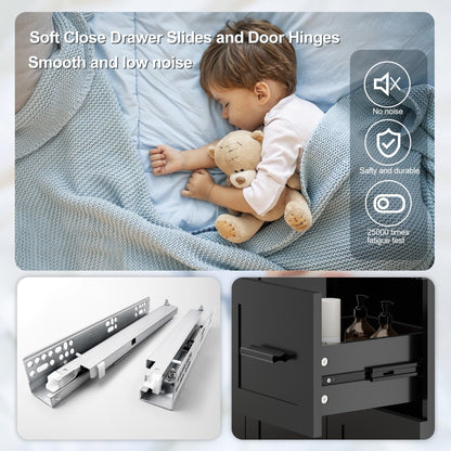 Set per bagno Wavy Line con mobile lavabo e miscelatore, disponibile nelle misure 30/36/48 pollici.