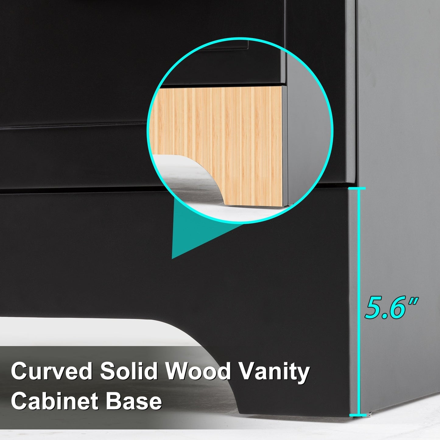 Set per bagno Wavy Line con mobile lavabo e miscelatore, disponibile nelle misure 30/36/48 pollici.