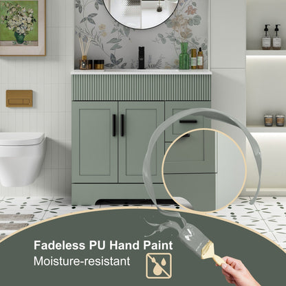 Set per bagno Wavy Line con mobile lavabo e miscelatore, disponibile nelle misure 30/36/48 pollici.