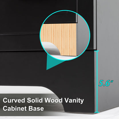 Set per bagno Wavy Line con mobile lavabo e miscelatore, disponibile nelle misure 30/36/48 pollici.