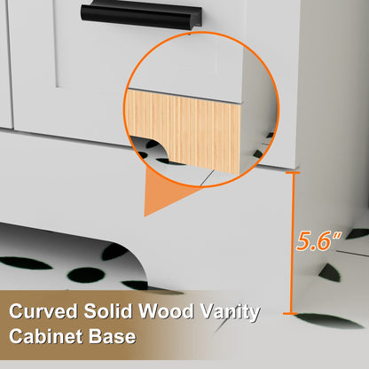 Set per bagno Wavy Line con mobile lavabo e miscelatore, disponibile nelle misure 30/36/48 pollici.