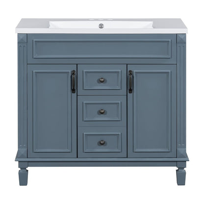 Mobile da bagno moderno da 91 cm con lavabo a incasso, specchiera con ante e 2 cassetti.