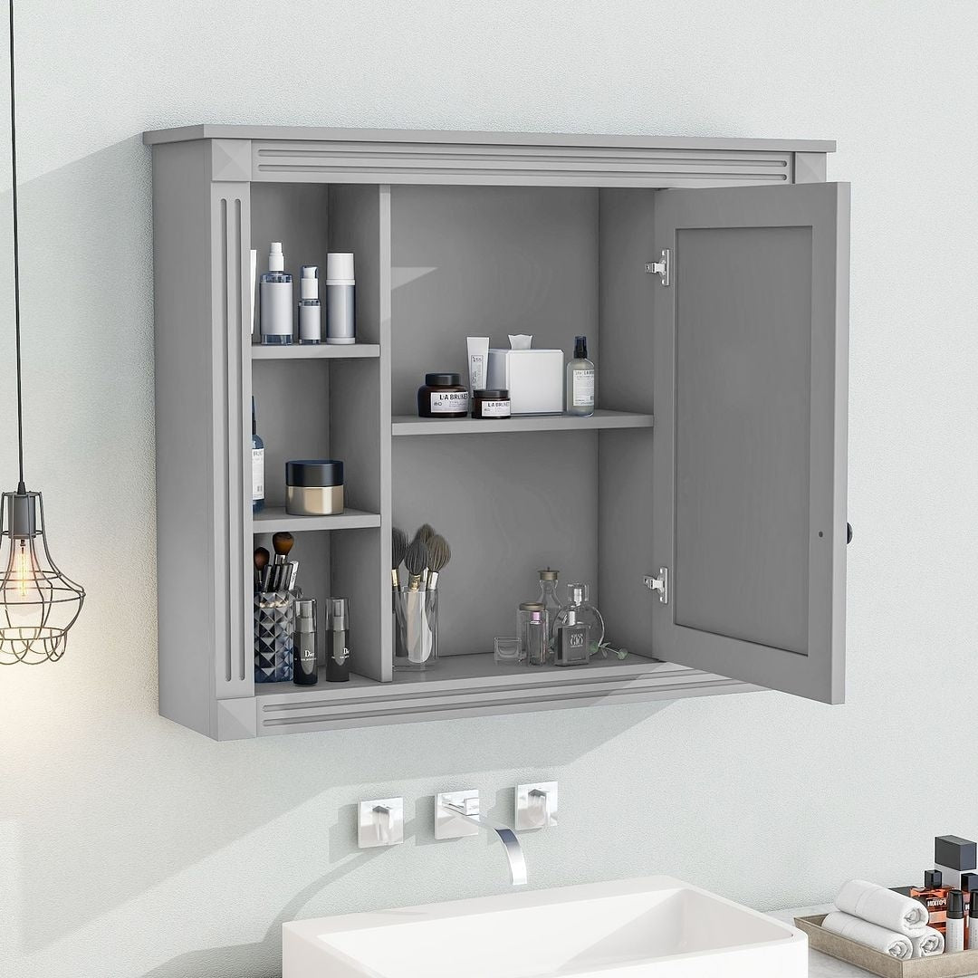 Mobile da bagno moderno da 91 cm con lavabo a incasso, specchiera con ante e 2 cassetti.