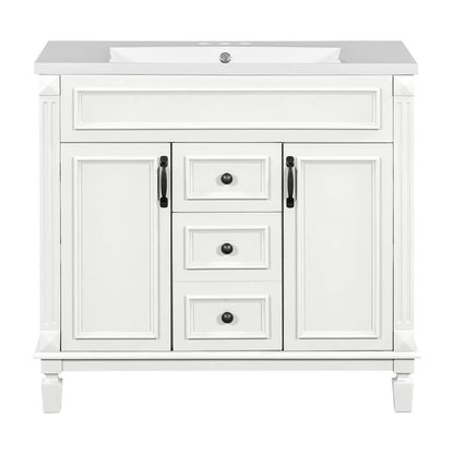 Mobile da bagno moderno da 91 cm con lavabo a incasso, specchiera con ante e 2 cassetti.