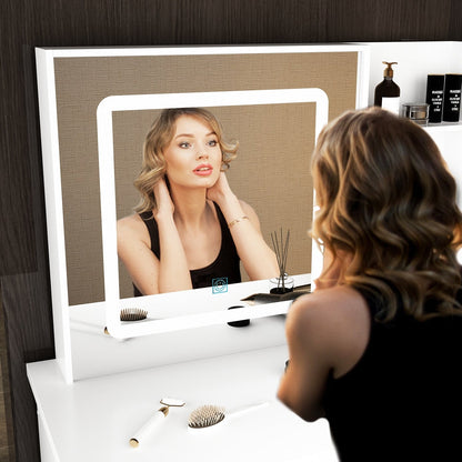 Set da trucco con specchio e sgabello, 39,4'' di larghezza, per cameretta