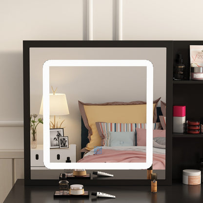 Set da trucco con specchio e sgabello, largo 39,4 pollici.