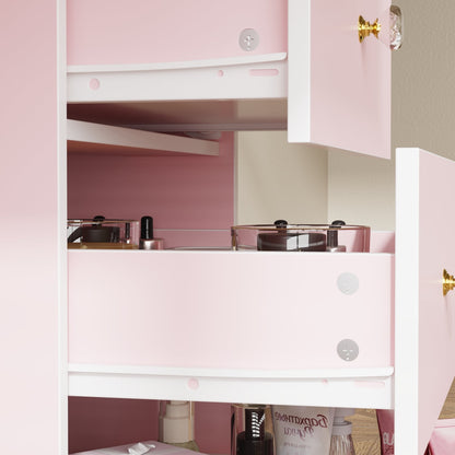 Set da trucco con specchio e sgabello, largo 39,4 pollici.