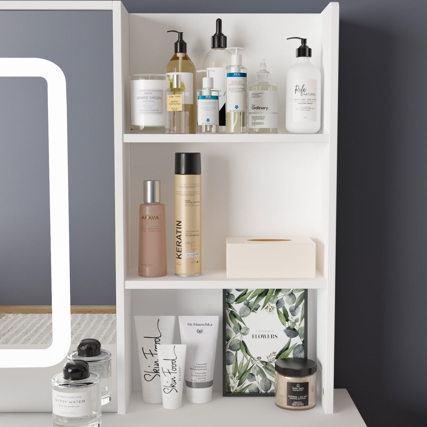 Set da trucco con specchio e sgabello, 39,4'' di larghezza, per cameretta