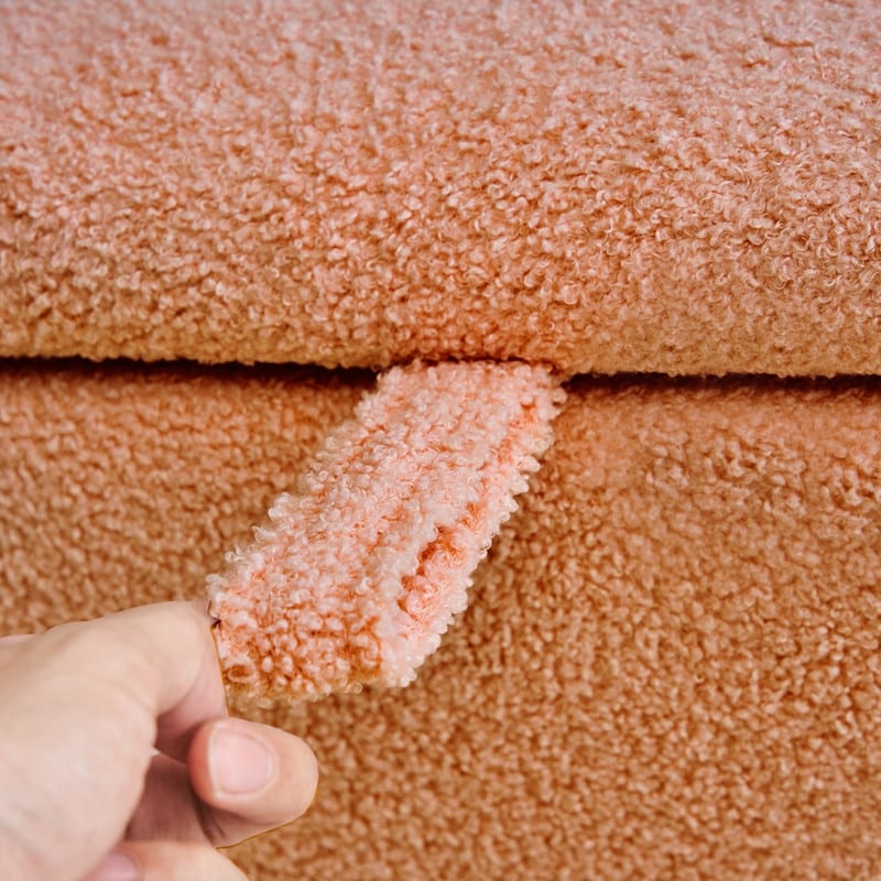 Panca portaoggetti in boucle color bianco avorio, 39,5 pollici, panca portaoggetti in sherpa, poggiapiedi, panca da fine letto per soggiorno e camera da letto, con gambe in legno.