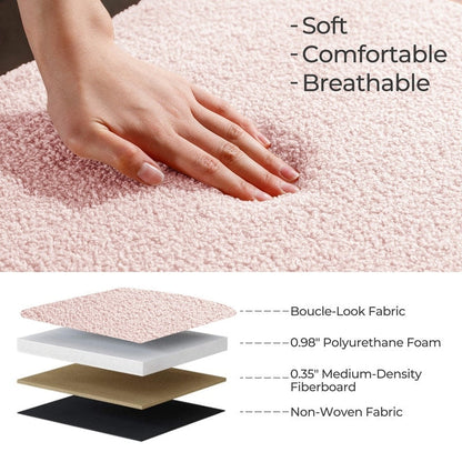 Panca portaoggetti in boucle color bianco avorio, 39,5 pollici, panca portaoggetti in sherpa, poggiapiedi, panca da fine letto per soggiorno e camera da letto, con gambe in legno.