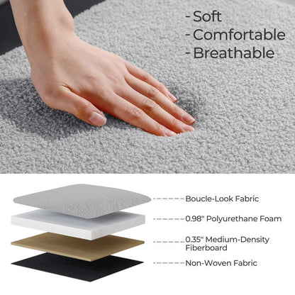 Panca portaoggetti in boucle color bianco avorio, 39,5 pollici, panca portaoggetti in sherpa, poggiapiedi, panca da fine letto per soggiorno e camera da letto, con gambe in legno.