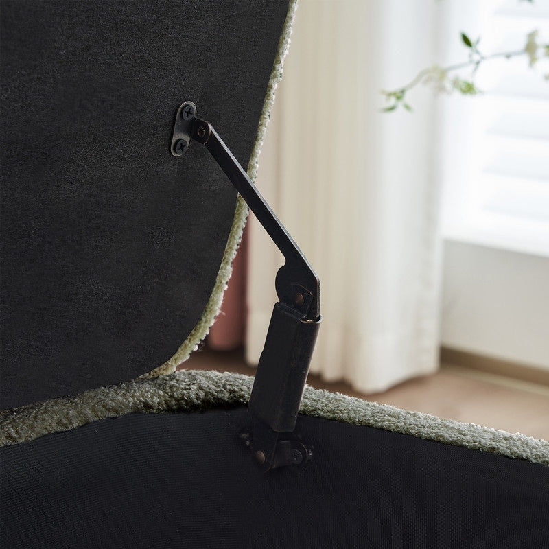 Panca portaoggetti in boucle color bianco avorio, 39,5 pollici, panca portaoggetti in sherpa, poggiapiedi, panca da fine letto per soggiorno e camera da letto, con gambe in legno.