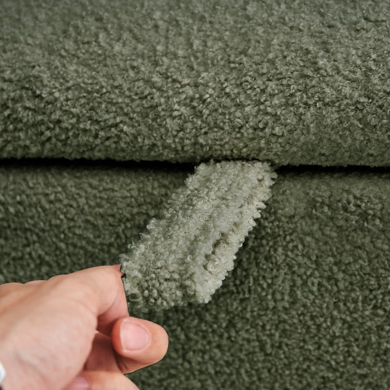 Panca portaoggetti in boucle color bianco avorio, 39,5 pollici, panca portaoggetti in sherpa, poggiapiedi, panca da fine letto per soggiorno e camera da letto, con gambe in legno.