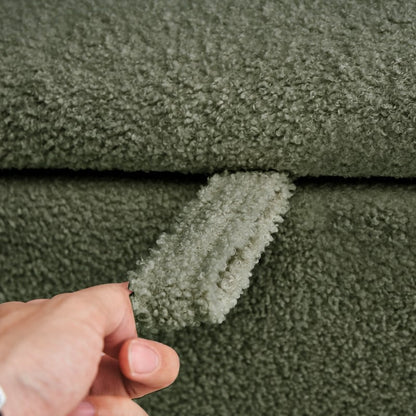 Panca portaoggetti in boucle color bianco avorio, 39,5 pollici, panca portaoggetti in sherpa, poggiapiedi, panca da fine letto per soggiorno e camera da letto, con gambe in legno.