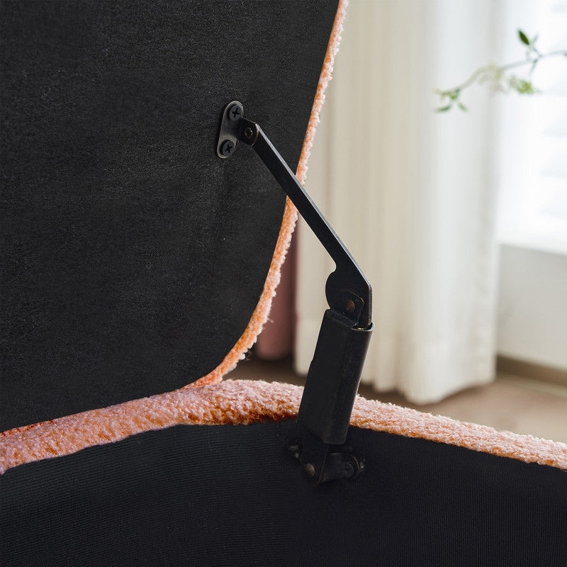 Panca portaoggetti in boucle color bianco avorio, 39,5 pollici, panca portaoggetti in sherpa, poggiapiedi, panca da fine letto per soggiorno e camera da letto, con gambe in legno.