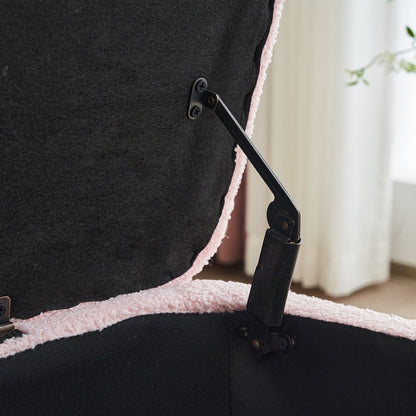 Panca portaoggetti in boucle color bianco avorio, 39,5 pollici, panca portaoggetti in sherpa, poggiapiedi, panca da fine letto per soggiorno e camera da letto, con gambe in legno.