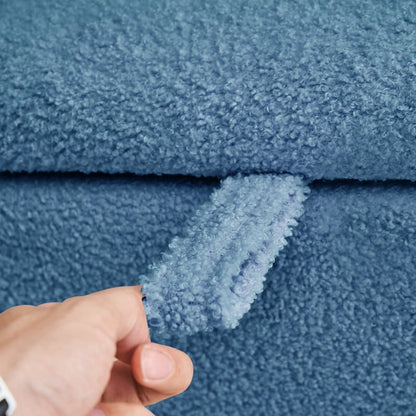 Panca portaoggetti in boucle color bianco avorio, 39,5 pollici, panca portaoggetti in sherpa, poggiapiedi, panca da fine letto per soggiorno e camera da letto, con gambe in legno.