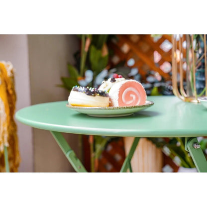 Set da bistrot pieghevole in metallo da 3 pezzi, set da conversazione per esterni/interni resistente alle intemperie, ideale per patio, cortile, giardino.