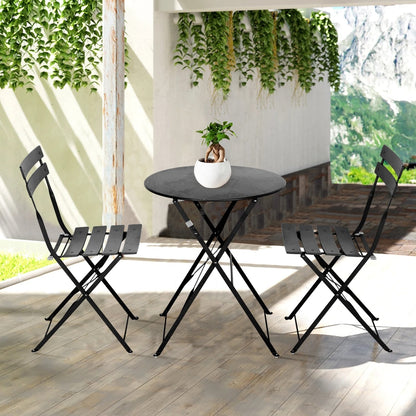Set da bistrot pieghevole in metallo da 3 pezzi, set da conversazione per esterni/interni resistente alle intemperie, ideale per patio, cortile, giardino.