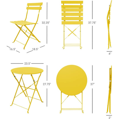 Set da bistrot pieghevole in metallo da 3 pezzi, set da conversazione per esterni/interni resistente alle intemperie, ideale per patio, cortile, giardino.