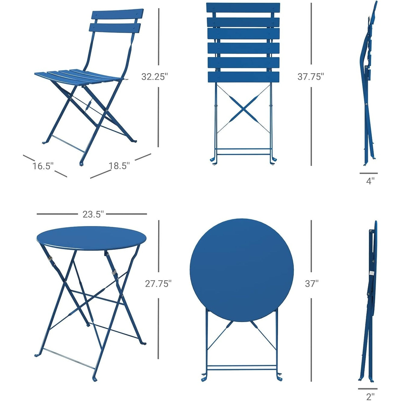 Set da bistrot pieghevole in metallo da 3 pezzi, set da conversazione per esterni/interni resistente alle intemperie, ideale per patio, cortile, giardino.
