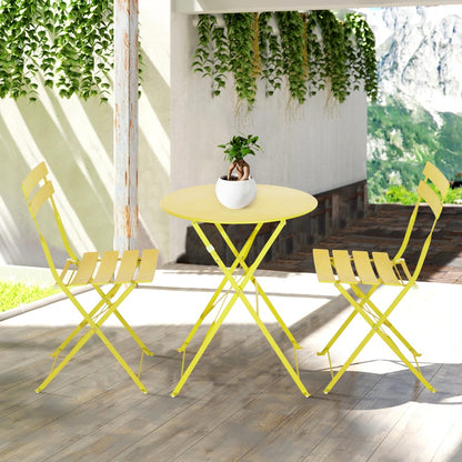 Set da bistrot pieghevole in metallo da 3 pezzi, set da conversazione per esterni/interni resistente alle intemperie, ideale per patio, cortile, giardino.