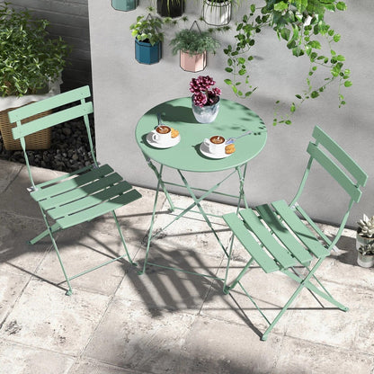 Set da bistrot pieghevole in metallo da 3 pezzi, set da conversazione per esterni/interni resistente alle intemperie, ideale per patio, cortile, giardino.