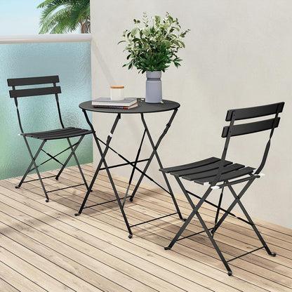 Set da bistrot pieghevole in metallo da 3 pezzi, set da conversazione per esterni/interni resistente alle intemperie, ideale per patio, cortile, giardino.